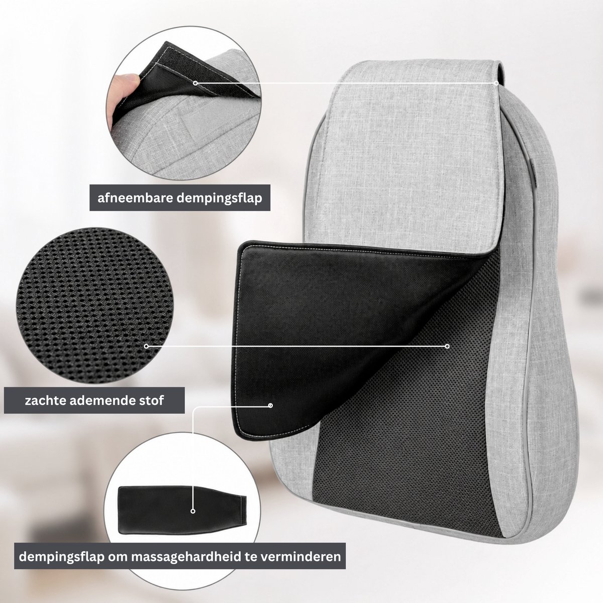 KHYR® Shiatsu Massagekussen met Warmtefunctie Draadloos - afbeelding 3