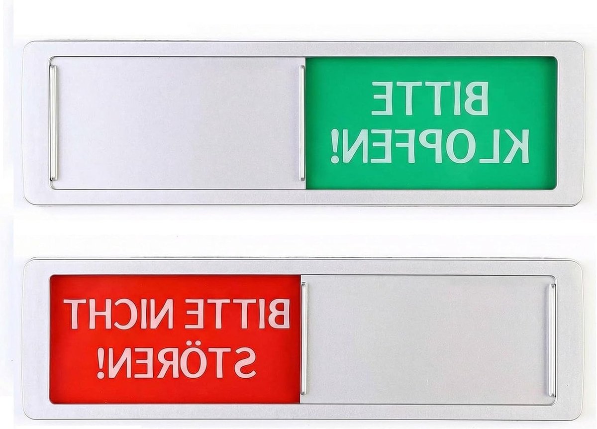 Veelzijdig deurbordje "Bitte Klopfen" & "Bitte niet storen", robuust acrylkunststof met magneet en kleefoppervlak, ideaal voor thuis of op kantoor (17,5 x 5 x 0,5 cm)