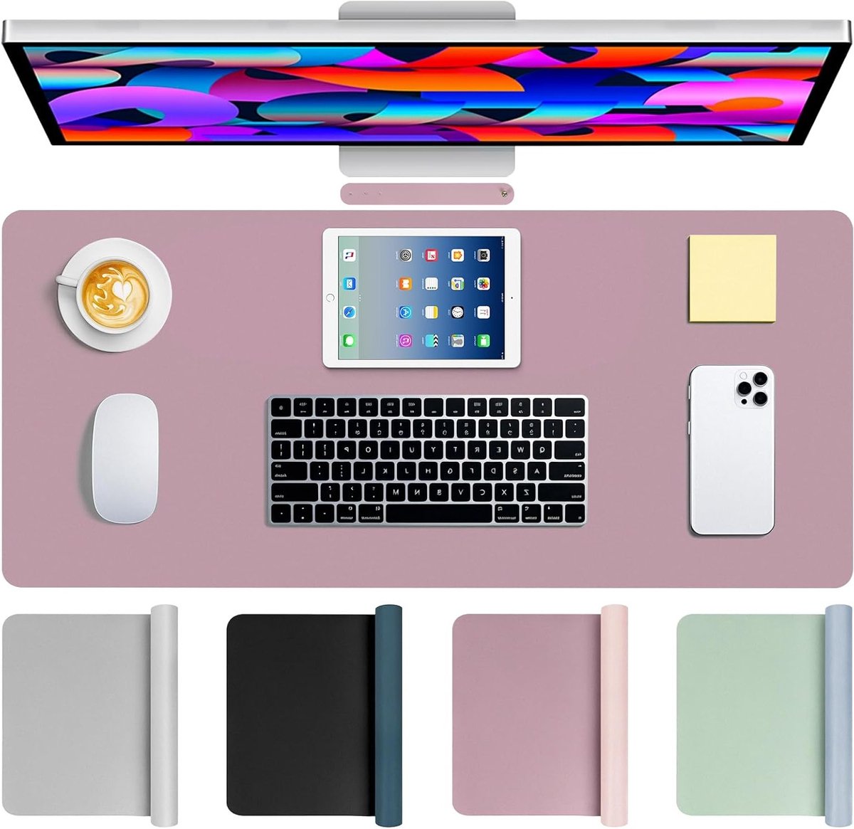 Dubbelzijdige PU Leren Bureau Mat 80 x 40 cm - Waterdicht, Geluiddempend en Antislip Bureau Mat voor Thuis en Kantoor Decoratie