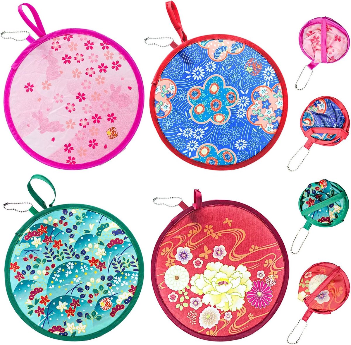 Handwaaier - Spaanse Handwaaier - Verkoeling Waaiers voor Zomerse Themperatuur - Waaier Festival - Chinese Waaier - Festival Waaier - Verkoelend - Handventilator - Tegen Opvliegers - Ronde opvouwbare - 7 Stuks - Roze, Bluaw, Greon - van Imperatoris