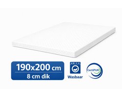 Kikishop Topdekmatras 190x200 – 8 cm HR Koudschuim – Afritsbaar & Wasbaar – CertiPUR® Gecertificeerd – Medium Hardheid – Comfort Matrastopper