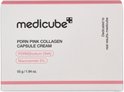 MediCube PDRN Pink Collagen Capsule Cream verpakking met roze en witte details, met informatie over PDRN en Niacinamide.