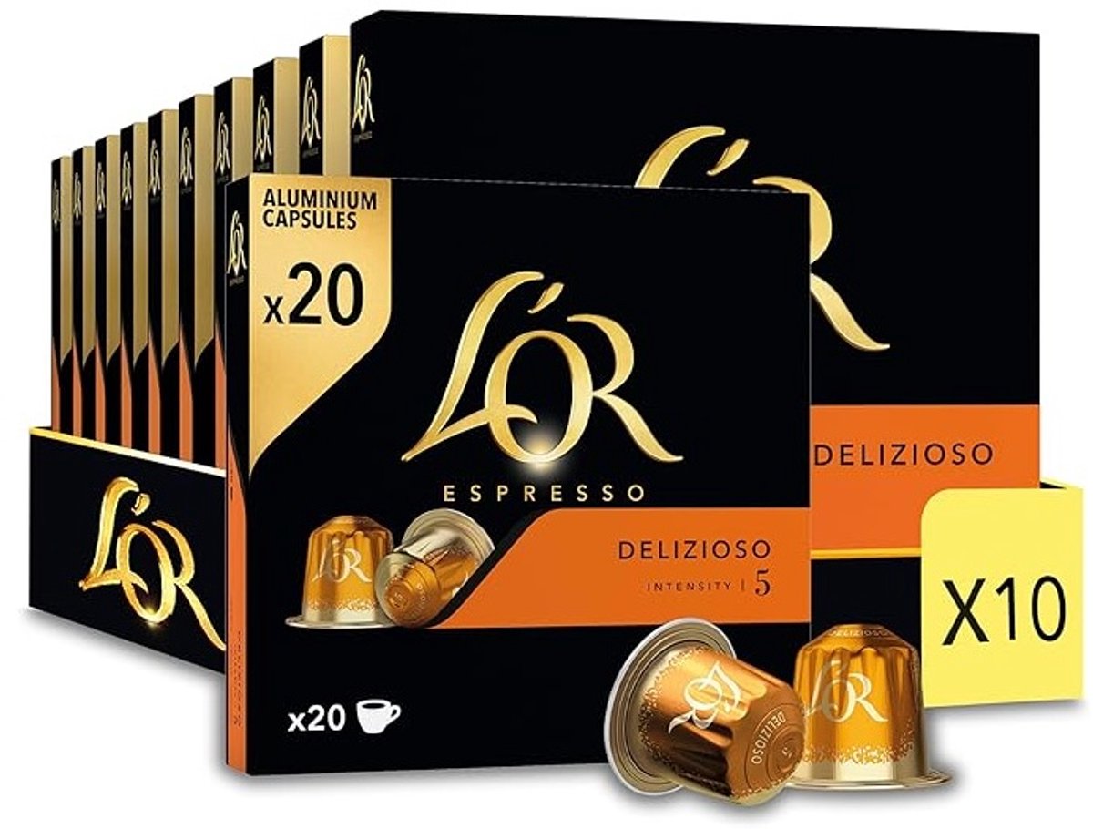 L'OR Espresso Delizioso - 200 (10x20) Koffiecups Compatibel met Nespresso Coffee Machine