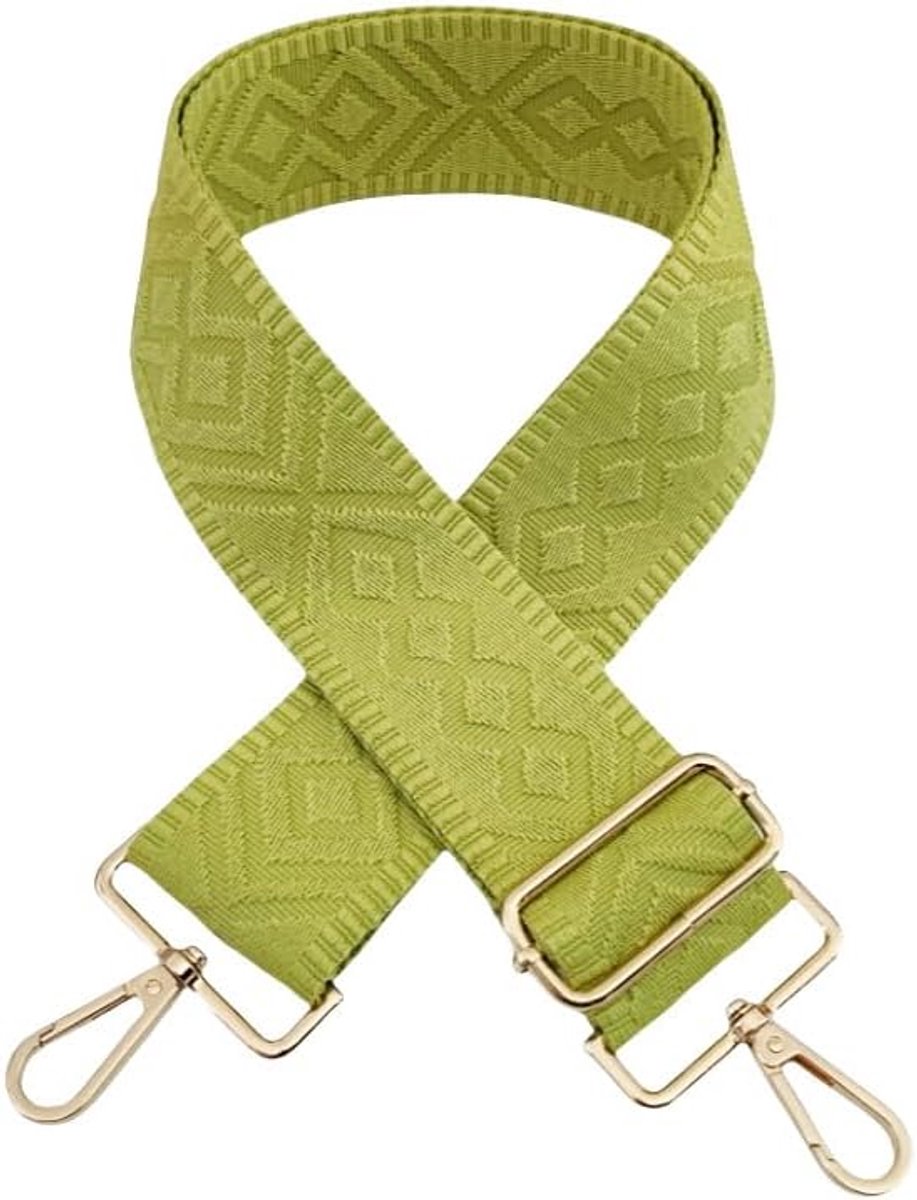 Tasriemen - Verstelbare Schouderriem - 1 Stuk 5x72-130cm - Boho Nylon Draagriem - Voor Handtassen en DIY -Geelgroen
