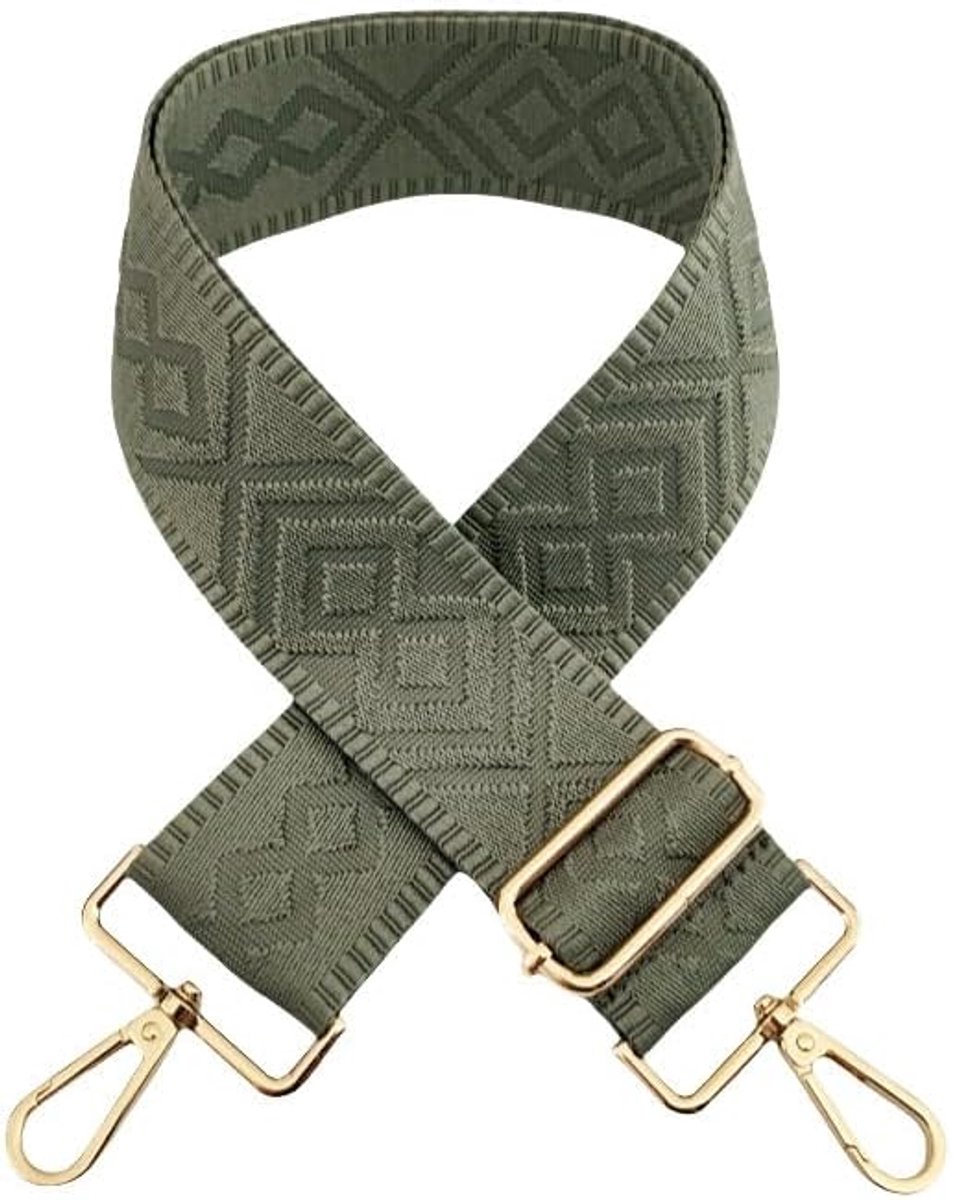 Tasriemen - Verstelbare Schouderriem Boho Stijl - 1 Stuk 5 cm Breed - Duurzaam Nylon met Robuuste Hardware - Voor Handtassen en DIY Accessoires - Militair groen