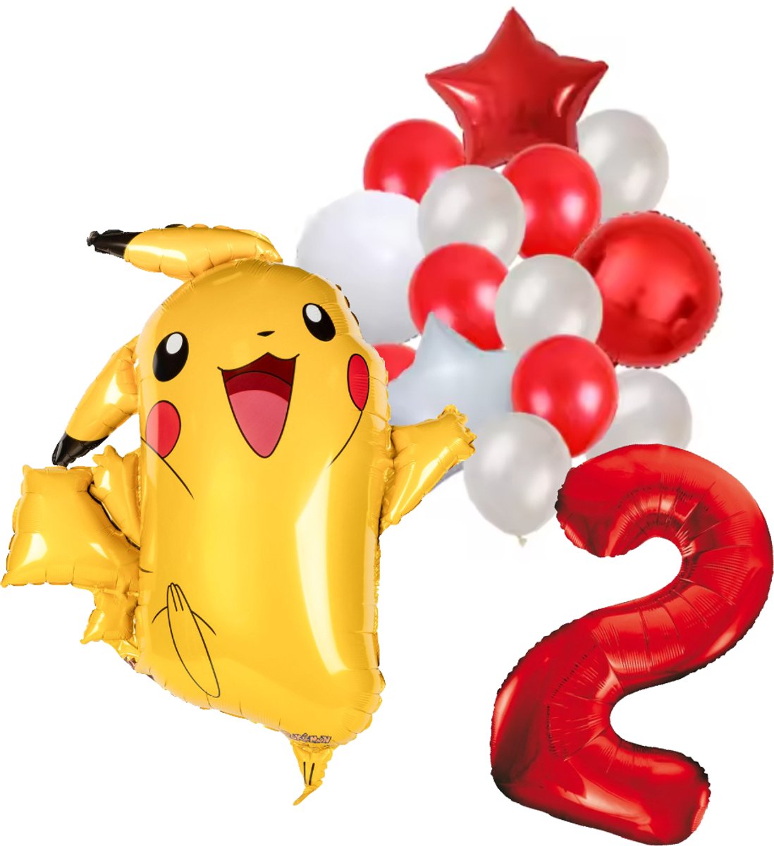 Pokemon ballon set - 62x78cm - Folie Ballon - Pokemon - Pikachu - Themafeest - 2 jaar - Verjaardag - Ballonnen - Versiering - Helium ballon