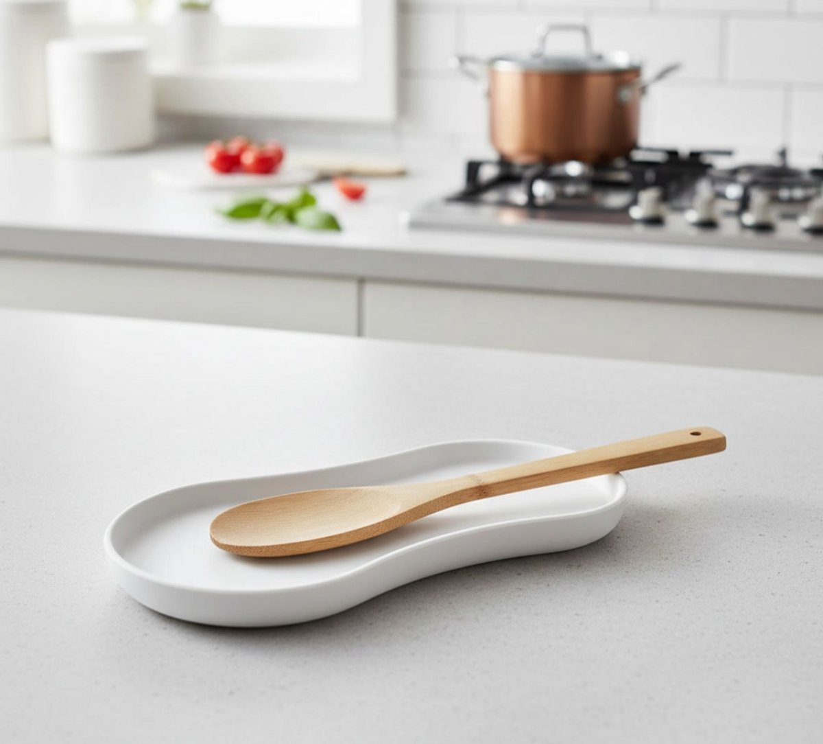 Lepelhouder Aanrecht - Spatelhouder Keuken - Keukengerei Houder - 3D Geprint - Wit