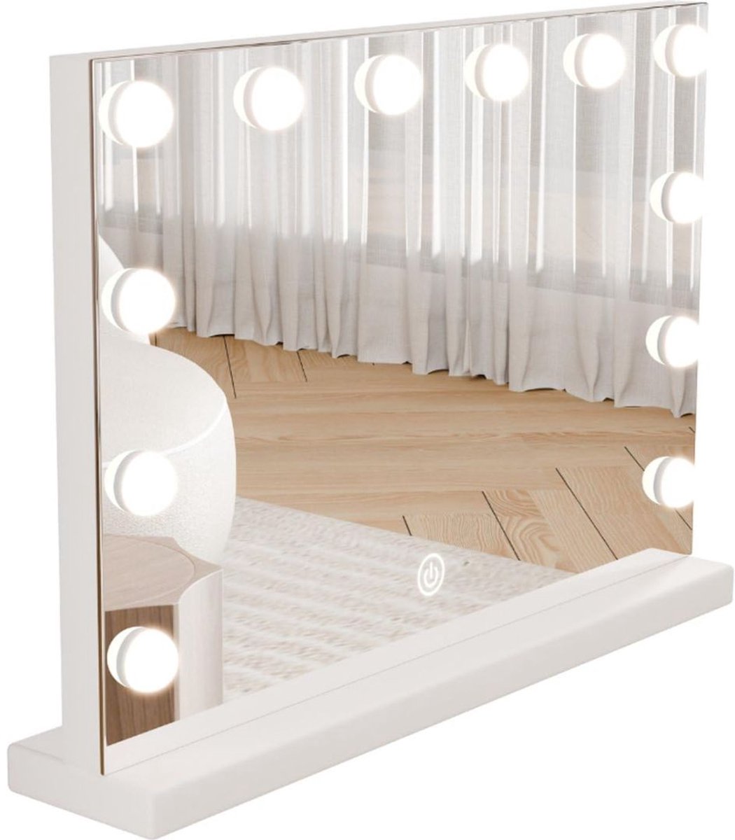 KAD® Vanity Spiegel - Hollywood Spiegel - Vanity - Wit - 60cm x 42cm x 12cm