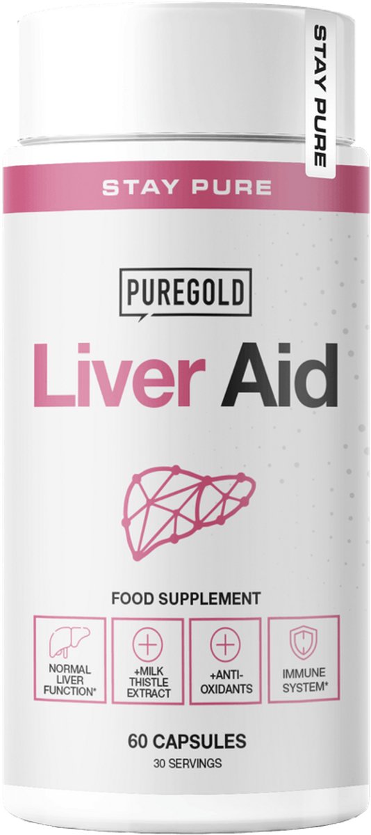Pure Gold Liver Aid – 60 Capsules – 30 Porties – Choline met Mariadistel, L-Methionine, Vitamines & Selenium – voor een Normale Leverfunctie
