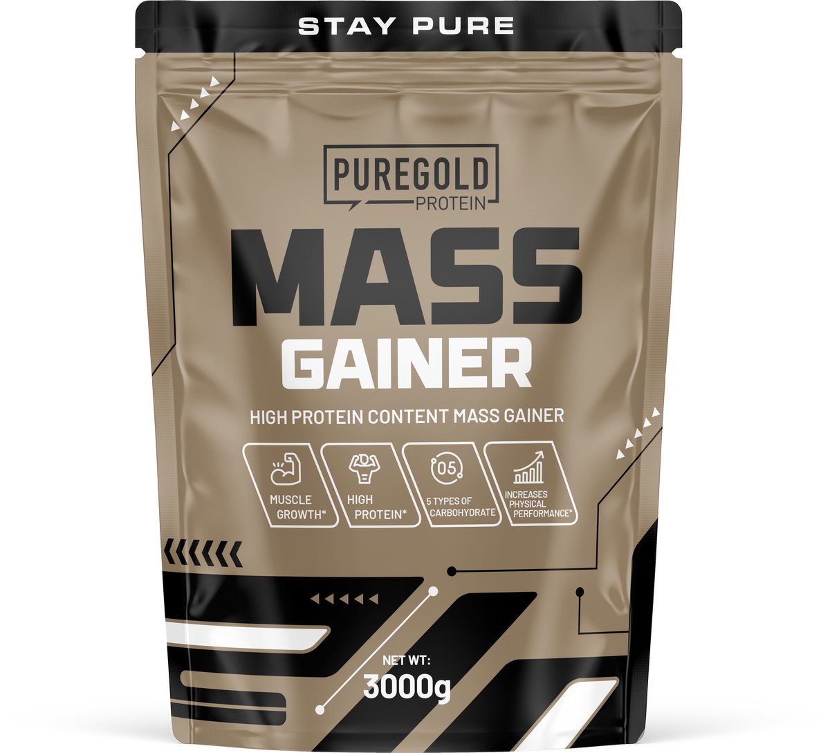 Pure Gold Mass Gainer – Massa Verhogend Eiwit Poeder – Chocolade-Hazelnoot – 3000g