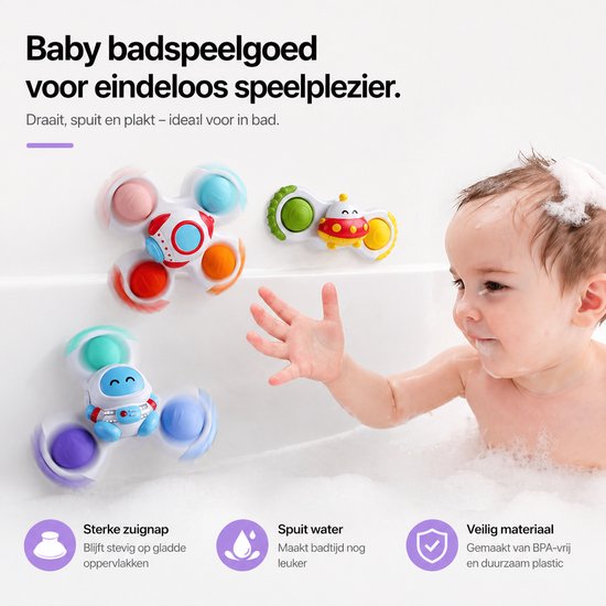 BOTC Badspeelgoed - Zwembad Speelgoed - Badspeelgoed voor Baby's - 1 set van 3 stuks - Sterke Zuignap - Badkamer van BOTC — afbeelding 5