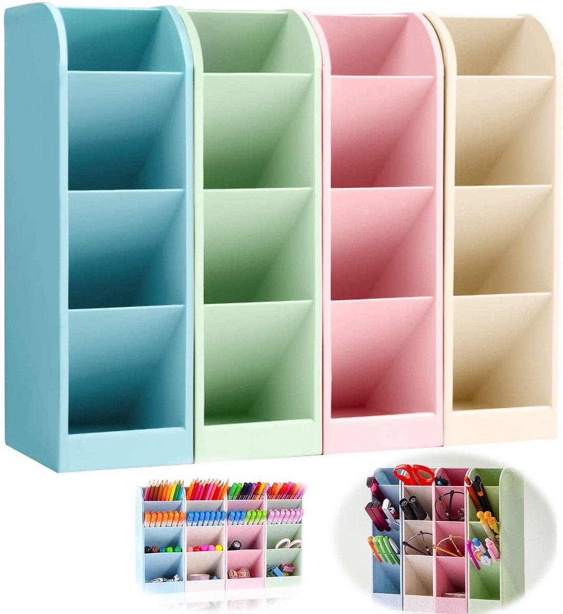 MTTProducts - Penhouder - Desk Organizer - Robuust en duurzaam - Beige, roze, groen, blauw - Multifunctionele opbergruimte - Geschikt voor kantoor en t...