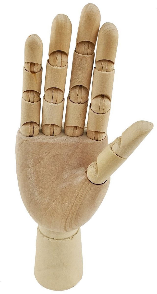 Byshayne - Houten Hand Model - Mannequin Hand - Voor kunstenaars en juweliers - Rechts - Aanpasbaar - Ideaal voor tekenen - 18 cm