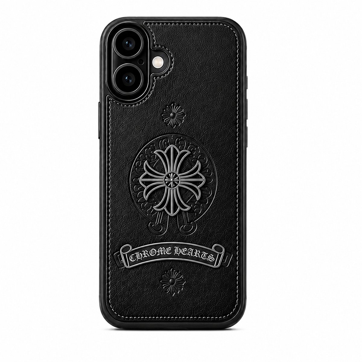 Premium Chrome Cross Design II – iPhone 17 Hoesje Inclusief Screenprotector -Shockproof Case – Valbestendig & Krasbestendig – Luxe Bescherming