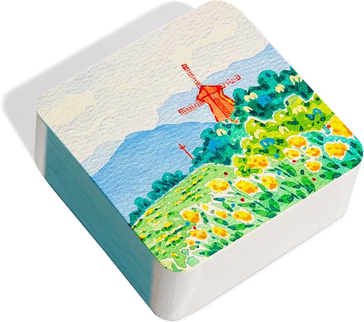 Vierkant Watercolor Papier van 100% Katoen, Zuurvrij en Koudgeperst, 60 Vellen voor Schilderen en Tekenen, 6.5 x 6.5 cm, Ideaal voor Aquareltechnieken