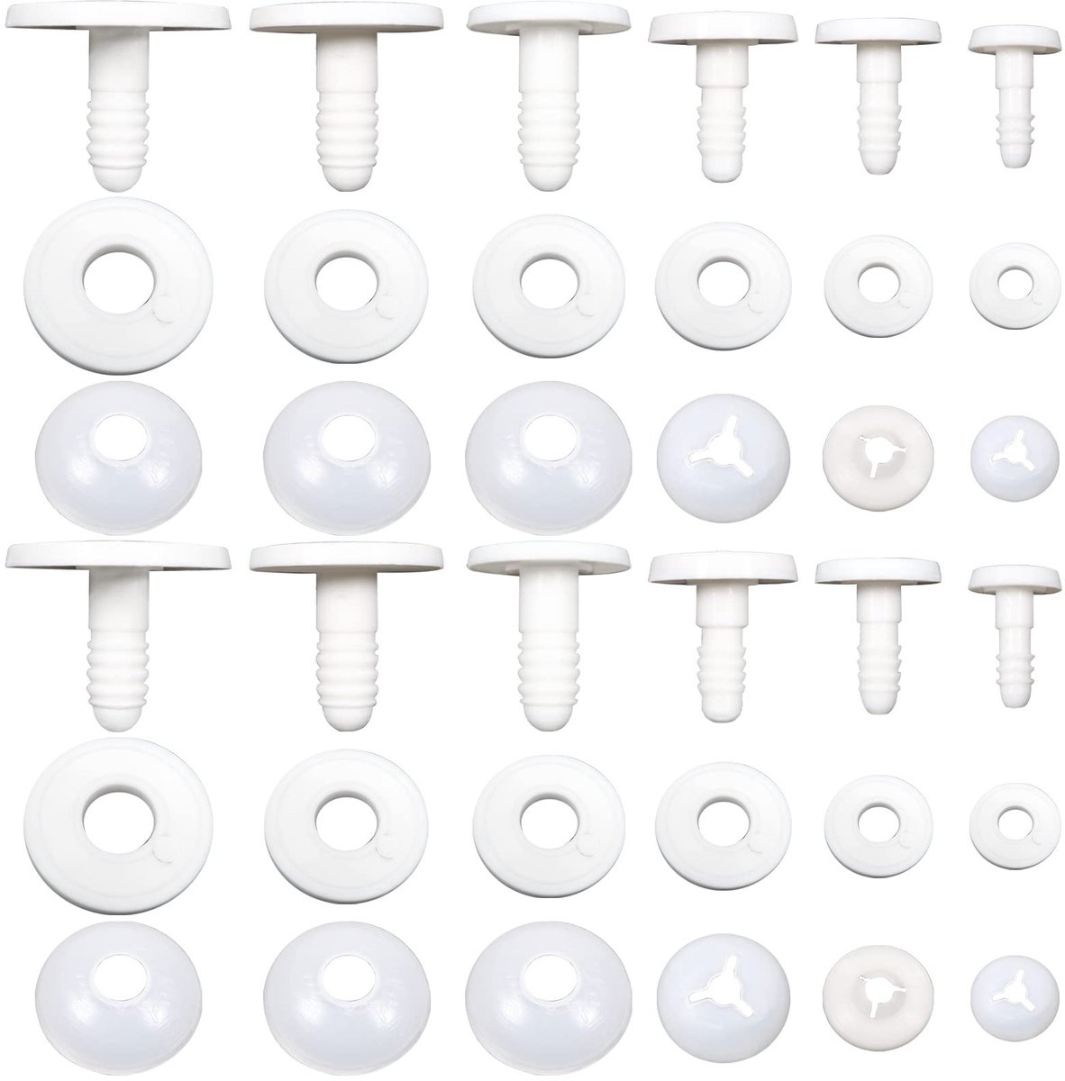 NTHProducts - Doll Joints - DIY Poppenaccessoires - 60 Sets - Wit - Kunststof Joints - Geschikt voor Knutselen - 15 tot 40mm