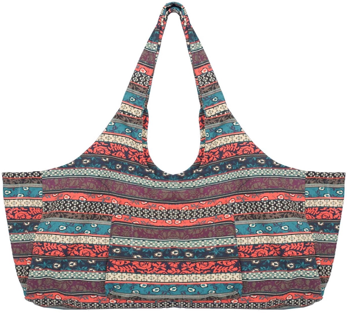 Allecto - Yoga-Mat-Tote - Yoga Mat Bag - Ruime schoudertas - Rood - Multifunctionele opbergtas - Geschikt voor mannen en vrouwen - Ethnic print