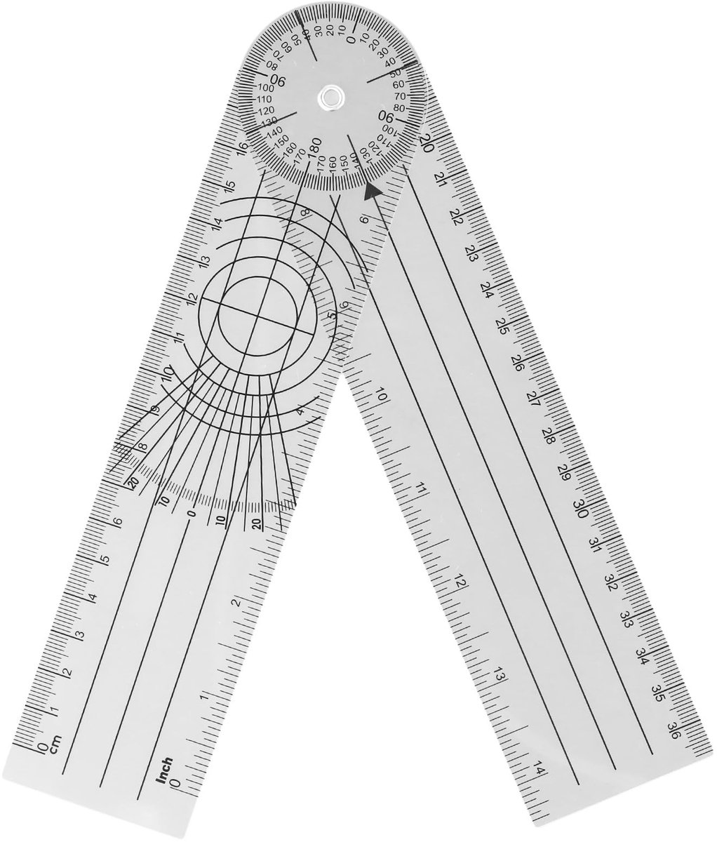 NTHProducts - Naapesi protractor - 360 graden goniometer - PVC joint gauge - 38 cm rotatie - Ideaal voor fysiotherapie - Lichtgewicht en transparant