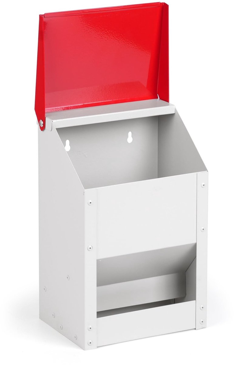 NTHProducts - Feeder voor kippen - Automatische voederdispenser - Hangbaar en weerbestendig - Rood - Kippenvoer - Geschikt voor pluimvee - 4.5 kg