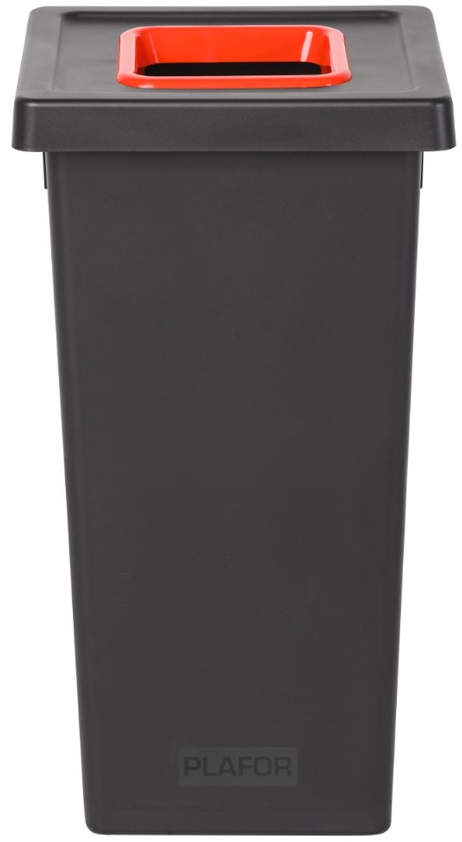 Plafor Fit Bin, Prullenbak voor afvalscheiding - 75L – Zwart/Rood- met 5 gratis stickers – recycle – afvalbak - vuilnisbak – afvalemmer – afvalscheiding – vuilnisemmer – sorteerafvalemmer – recycling – hygiënisch - kantoor - keuken