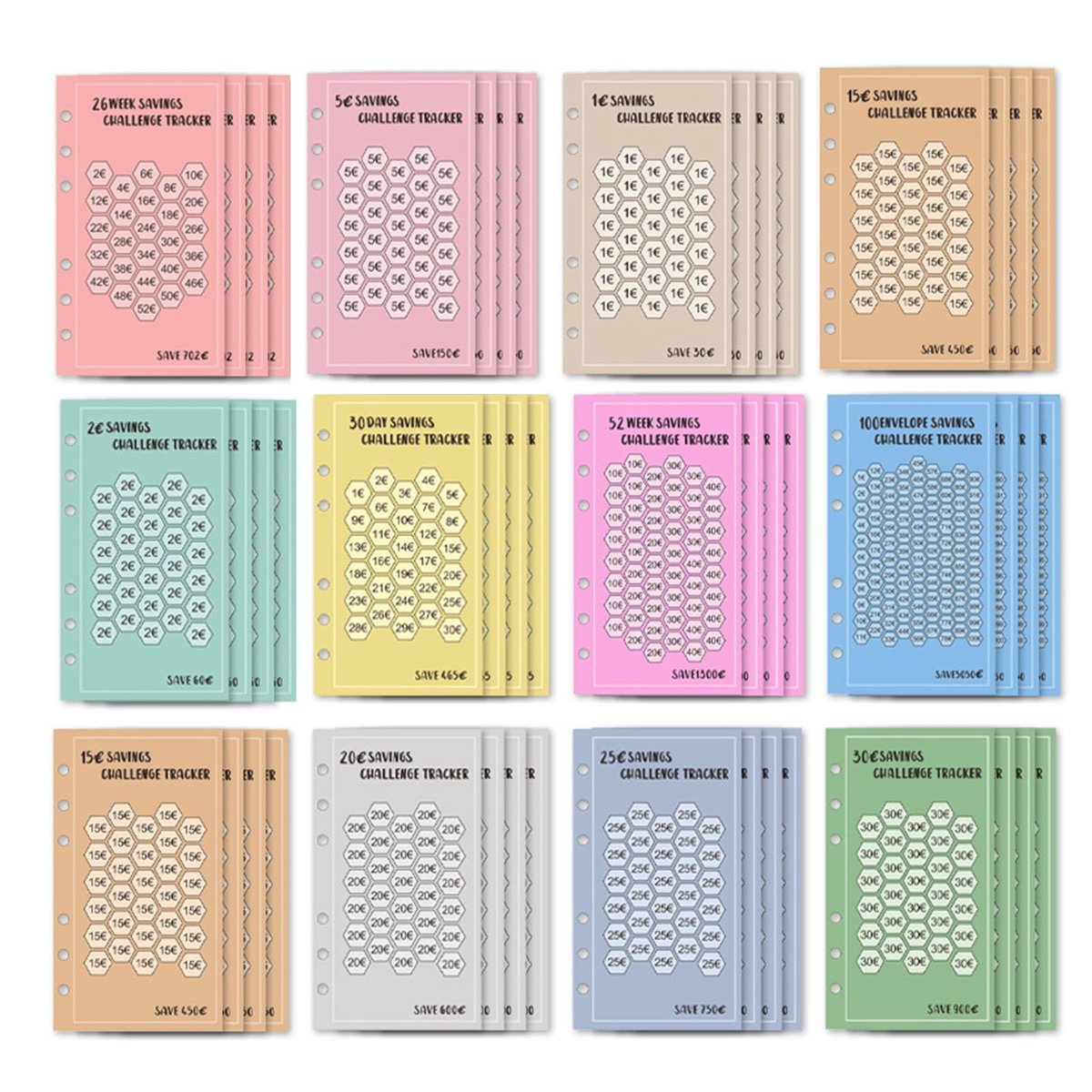 NTHProducts - A6 Budget Planner - Geld Besparen - Uitdagende Besparingsopdrachten - Compact Formaat - Financieel Beheer - Voor Volwassenen en Studenten