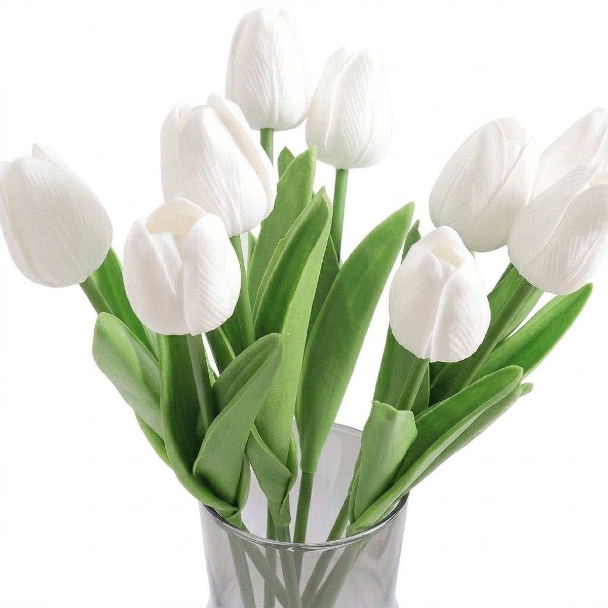 NUVEX Wit kunstbloemen tulpen set van 7 stuks kunstbloemen decoratie voor vaas tafel interieur bruiloft bloemstuk