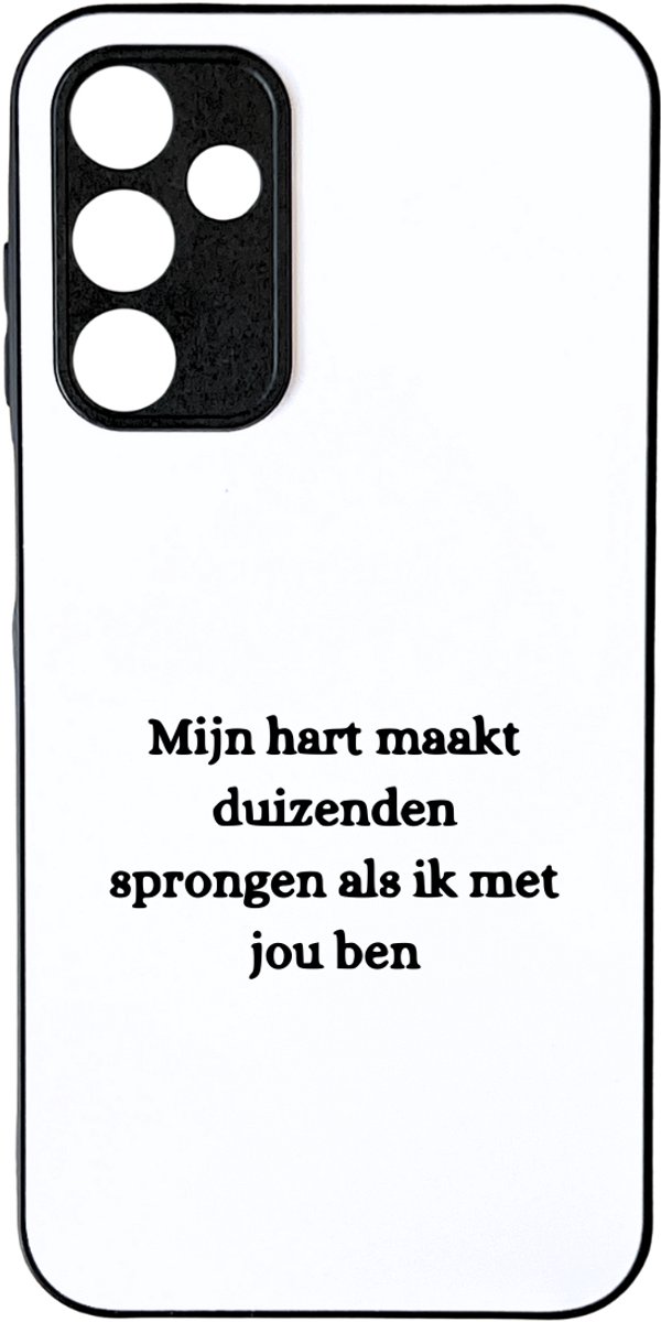 Hacebo® - Mijn hart maakt duizenden sprongen als ik met jou ben telefoonhoesje - Quotes - Familie vrienden - telefoonhoesjes - Cadeau - hoesje geschikt voor Samsung Galaxy A15 (4G en 5G)