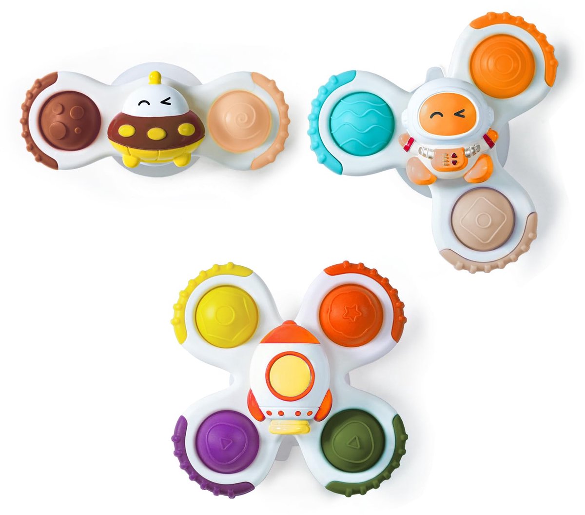 3-Delige Set: Draaiend Speelgoed — Sensorisch Badspeelgoed Met Zuignappen — Leuk Speelgoed Voor In Het Vliegtuig, De Auto, Aan De Eettafel En Op Ramen