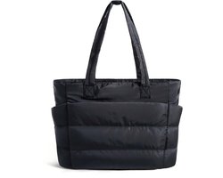 Geweo handtas Dames - Werktas shoppers met Rits - Tote bag - Schoudertas - Geschikt voor 15.6 inch Laptop & A4 - XL Formaat met 45*31.5*12cm(20L Inhoud ) - Ideaal voor Werk, School en Reizen - Met Ritssluiting & laptopvak -Zwart