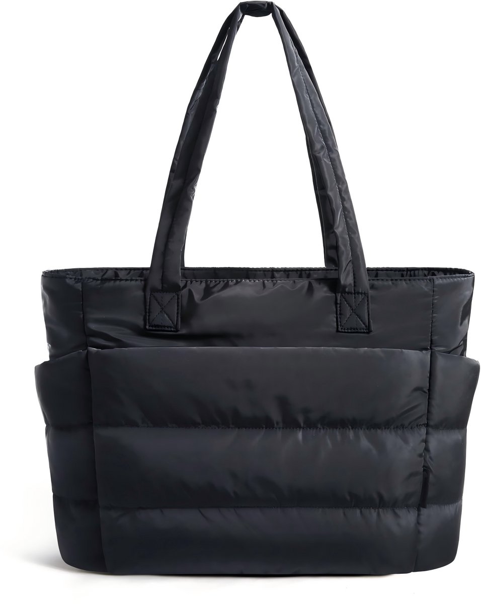 Geweo handtas Dames - Werktas shoppers met Rits - Tote bag - Schoudertas - Geschikt voor 15.6 inch Laptop & A4 - XL Formaat met 45*31.5*12cm(20L Inhoud ) - Ideaal voor Werk, School en Reizen - Met Ritssluiting & laptopvak -Zwart