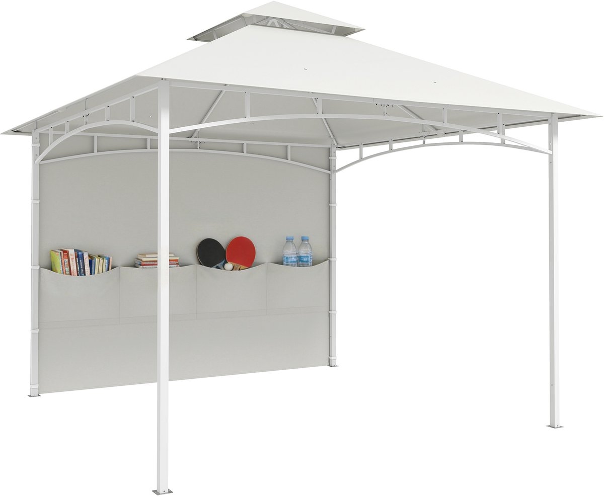 Outsunny tuinpaviljoen - Metaal, polyester - 300 x 300 x 276 cm - Crème