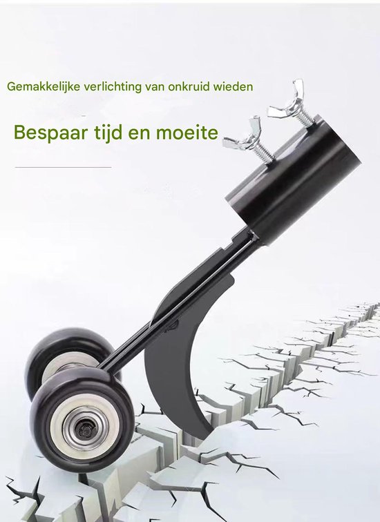 carmdering - Onkruidwieder - Spleetverwijderaar - Tuingereedschap - Geen bukken, rollend ontwerp, 50 mm wiel - Roestvrij staal + ABS, verstelbare steel (niet inbegrepen) - Verwijdert onkruid met wortel en al - Perfect voor voegen, tuin en gazon — afbeelding 4