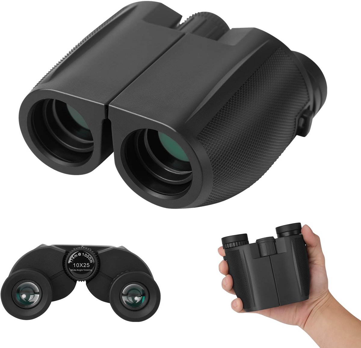 carmdering - Verrekijker - Compacte verrekijker - vogels kijken - 12x25, BAK4, 99,68% lichttransmissie - Verstelbare oogschelpen, antislip - Lichtgewicht, helder bij weinig licht - Perfect voor wandelen en kamperen