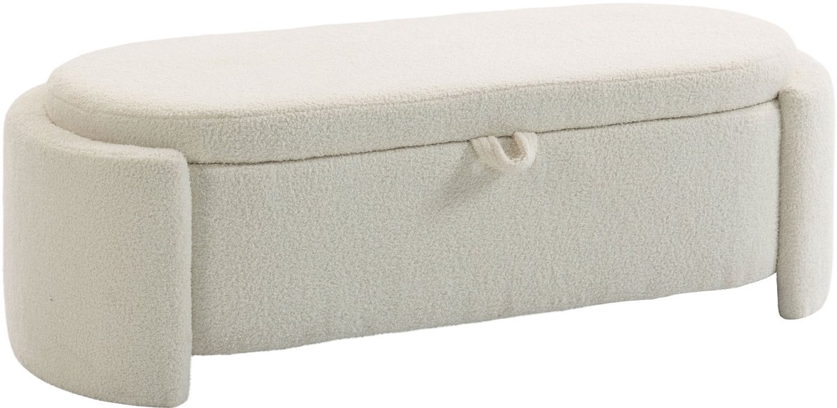 HOMCOM Opbergpoef - Fleece Teddy (100% polyester) - 129 x 48,5 x 44 cm - Crème