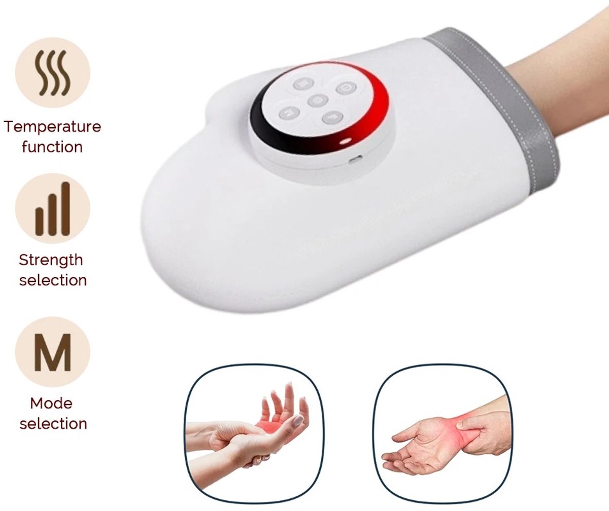 MakkelijkMooi Handmassage Handschoen - Massage Apparaat - Links- en Rechtshandig - 15min Timer - Soft, Relaxing en Deep Massage