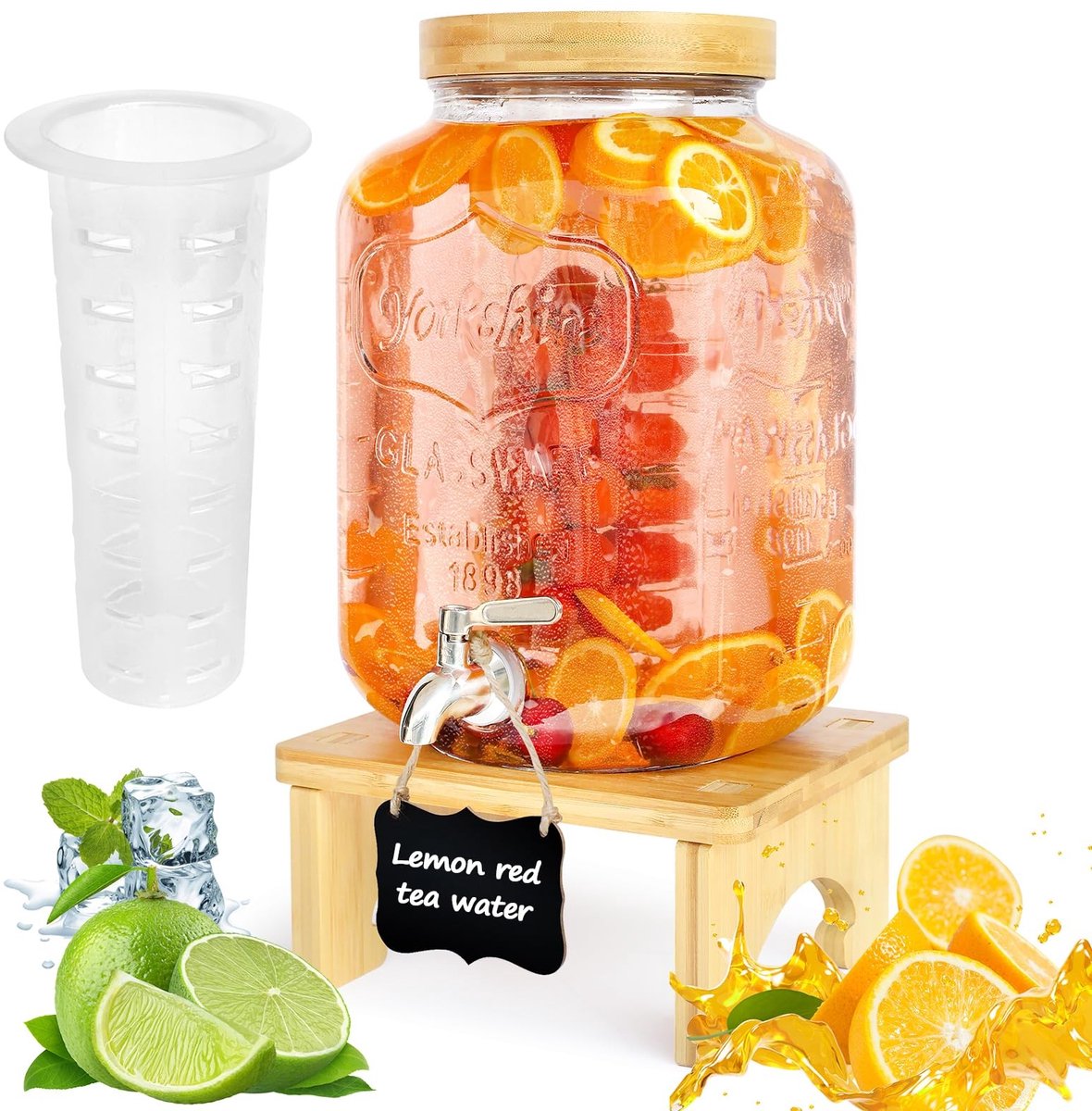NTHProducts - Drink Dispenser - 7.6L - Ideaal voor Feesten - Glas met Kraan - Geschikt voor Iced Tea en Water - BPA-vrij en Duurzaam