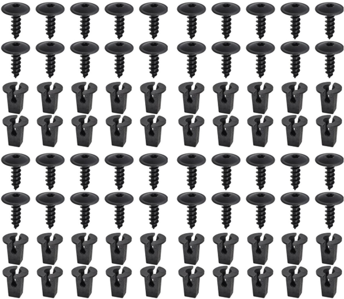 MTTProducts - Body Screws - M5 x 16 mm - Rvs en zelftappend - Zwart - Assortiment van 80 schroeven voor auto-onderdelen - Geschikt voor Audi en VW