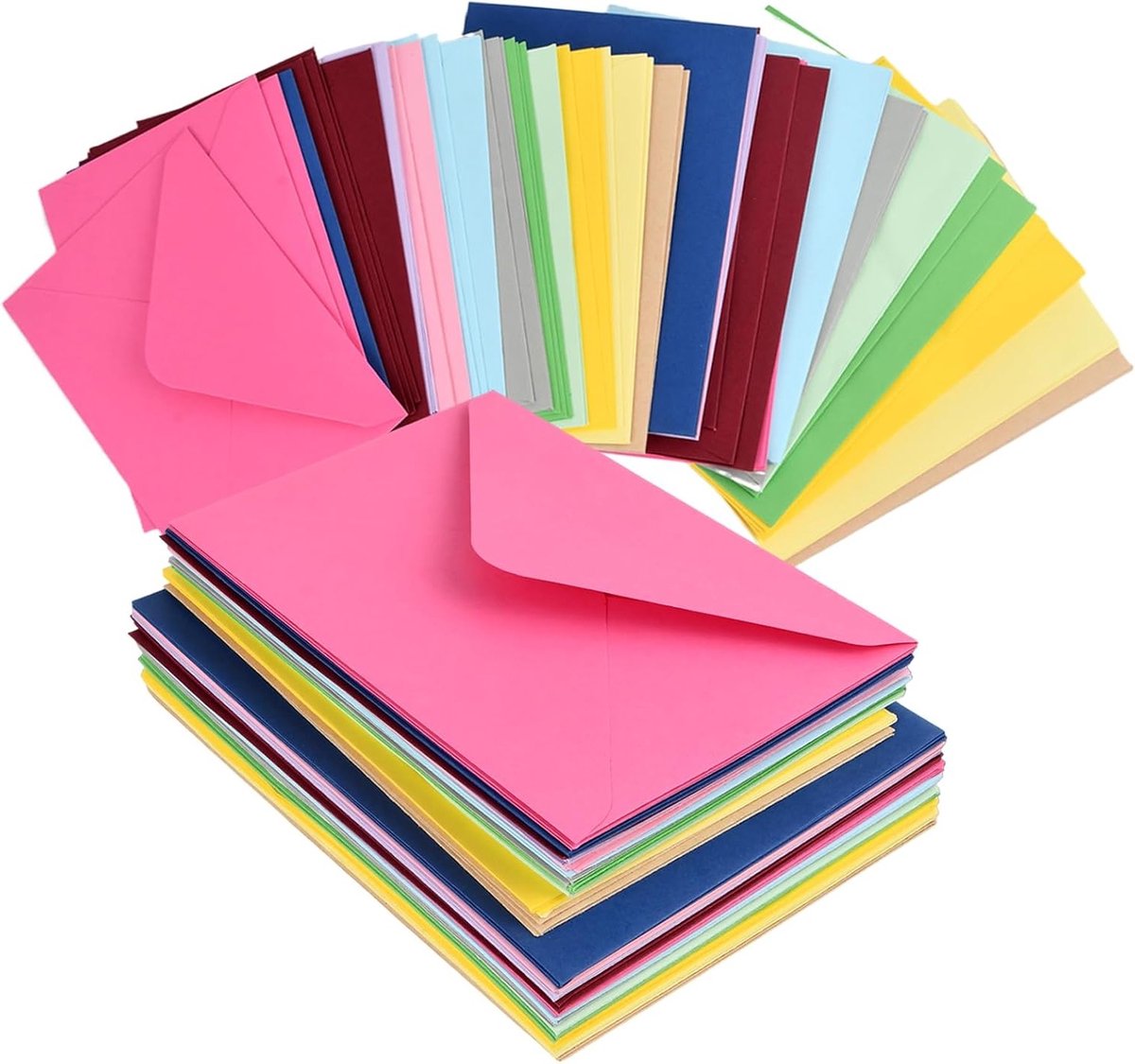 Kleurige Enveloppen Set van 72 Stuks, Diverse Maten voor Feestdagen, Verjaardagen en Cadeaus, 12 Kleuren voor Creatieve Projecten