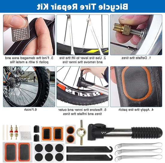 Multitool Fietsreparatieset 16-in-1 met Pomp en Waterdichte Zadeltas voor Noodgevallen — afbeelding 2