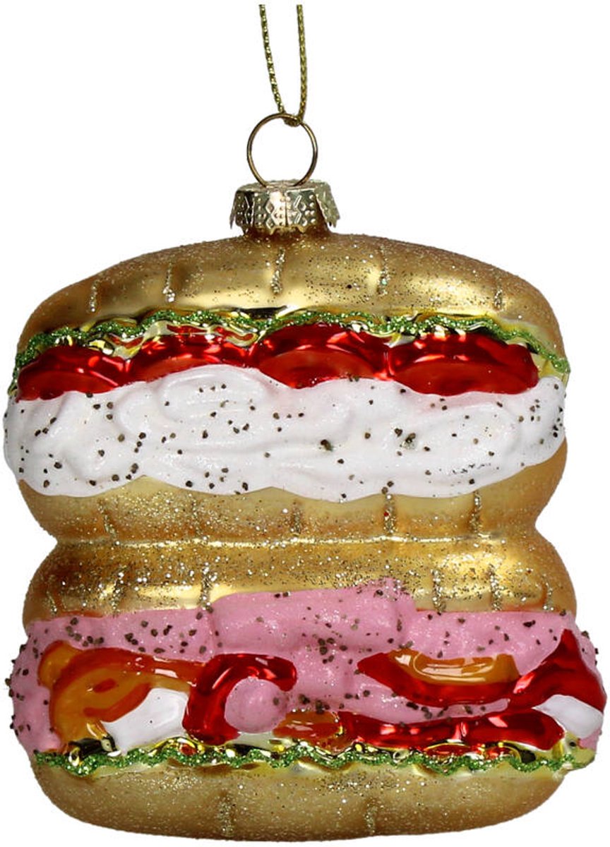 HD Collection Kerst Ornament “Kreeftenbroodjes” Glas Multi 9,5cm