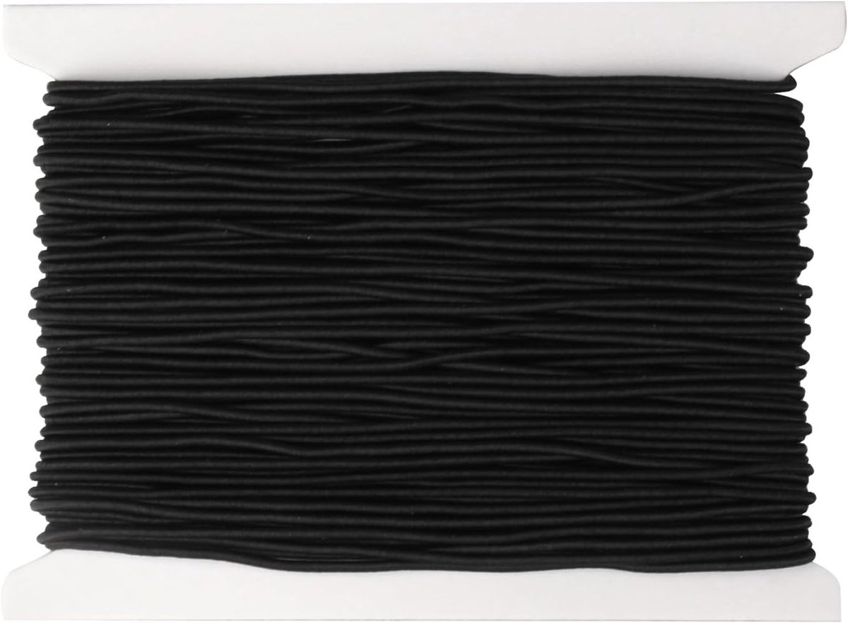 Zwarte Elastische Rubberband voor DIY Armbanden, 1 mm x 20 m, Creatieve Knutselkoord voor Sieraden