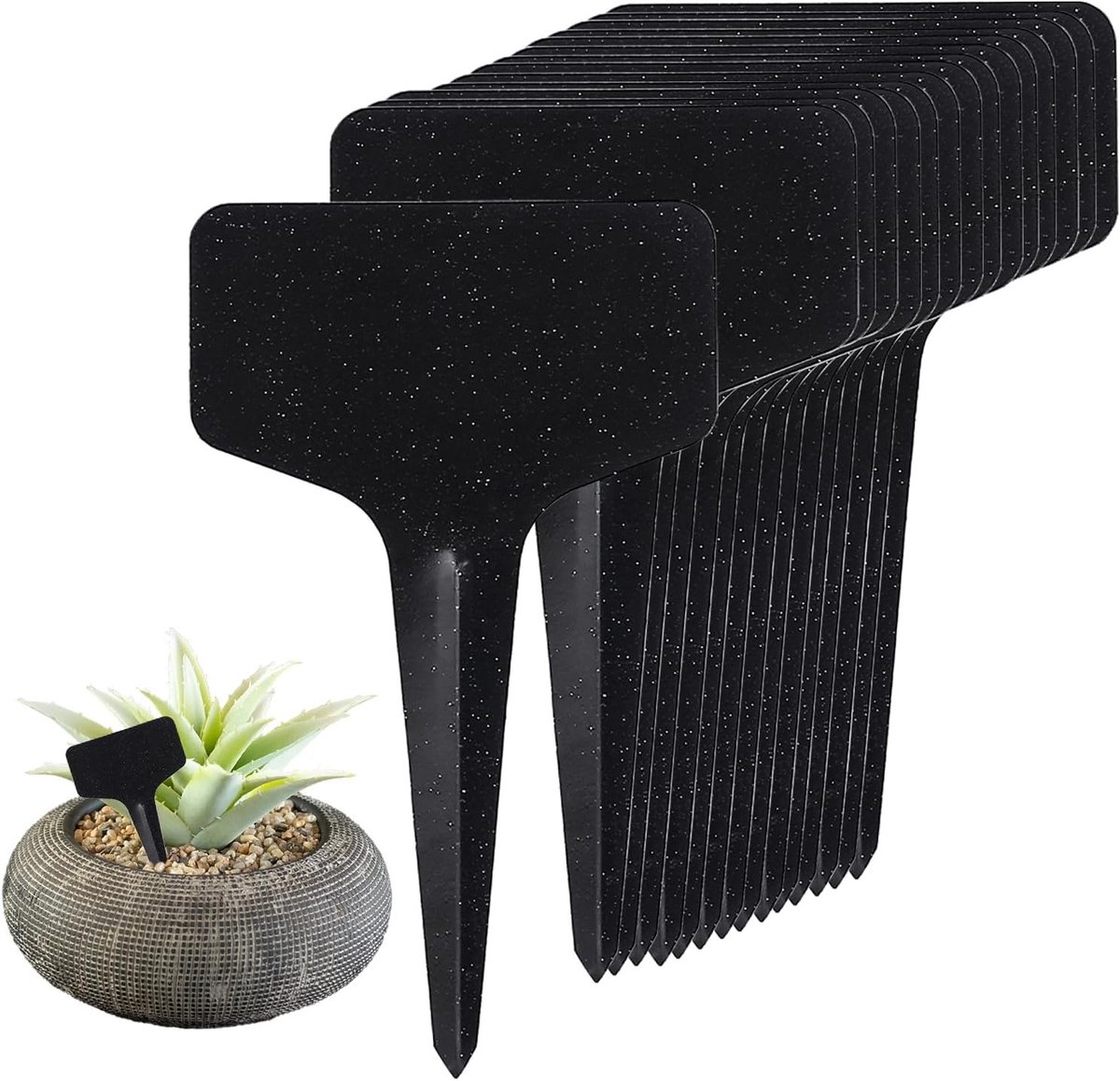 Set van 50 T-vormige Plantlabels van Plastic voor Tuin en Buiten, Ideaal voor DIY Tuinprojecten, 6 x 10 cm, Zwart