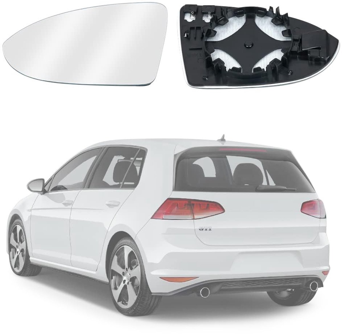 Allecto - Verwarmd Zijspiegelglas - Auto Spiegelglas - Links - Asferisch - Voor VW Golf 7 - Perfect zicht en veiligheid