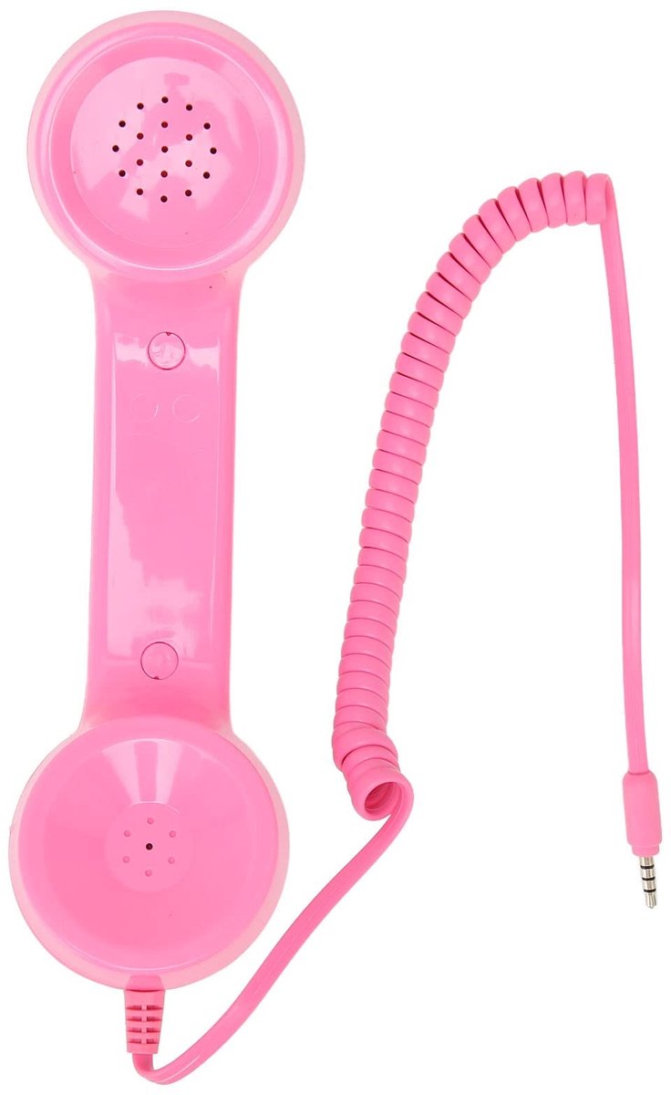 Allecto - Retro Telefoonhoorn - Vintage Telefoonontvanger - Met Volumeregeling - Roze - Mobiele Telefoonhandset - Geschikt voor Smartphones en Comp...