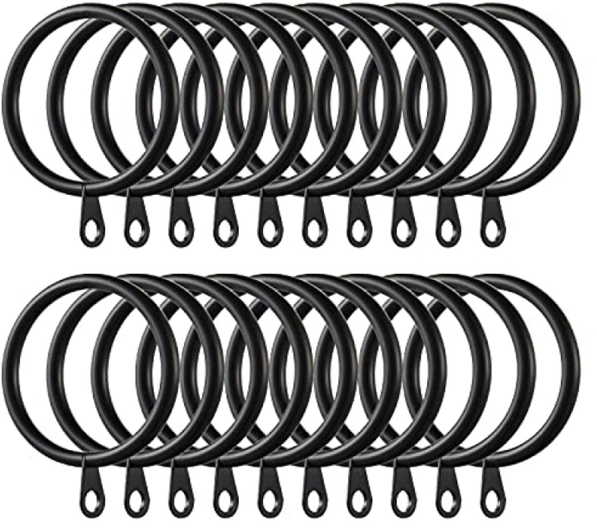 PromoHome 60 stuks metalen gordijnringen met haken - 38 mm binnendiameter voor gordijnroeden tot 33 mm - verchroomd zilver