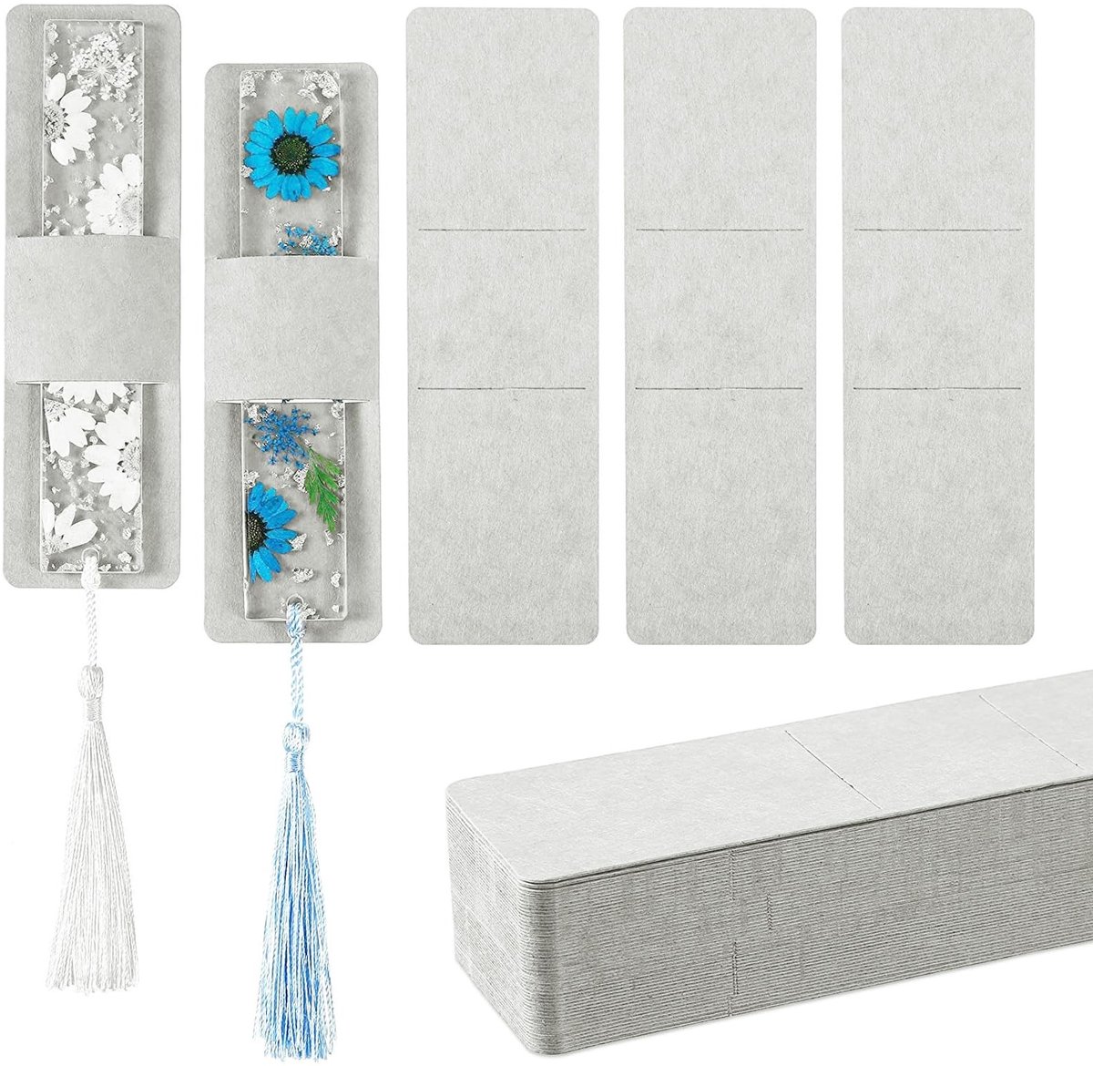 Allecto - Boekenlegger Hoezen - DIY Display Kaarten - 50 Stuks - Witte Boekenlegger Beschermers - Creatief Project - Sieraden en Pennen