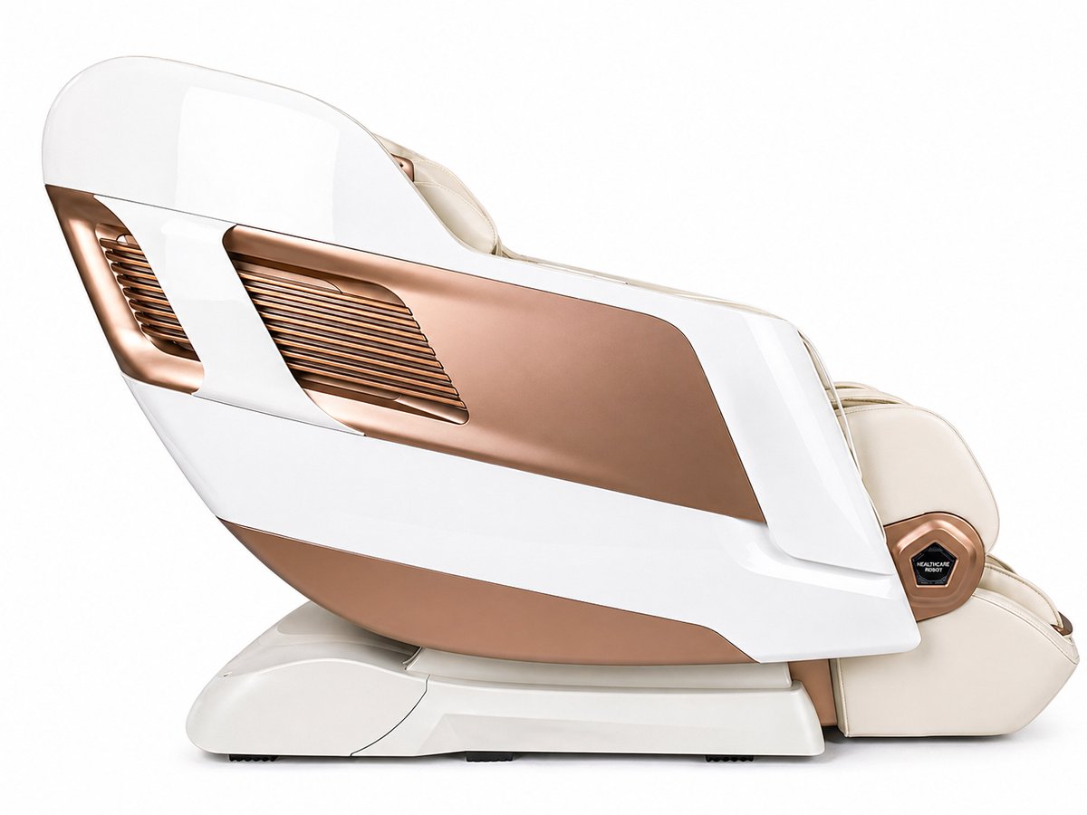 ROVO Deluxe 4D Elektrische Massagestoel Wit – Zero Gravity Relaxstoel met Full Body Massage & Bluetooth Audio