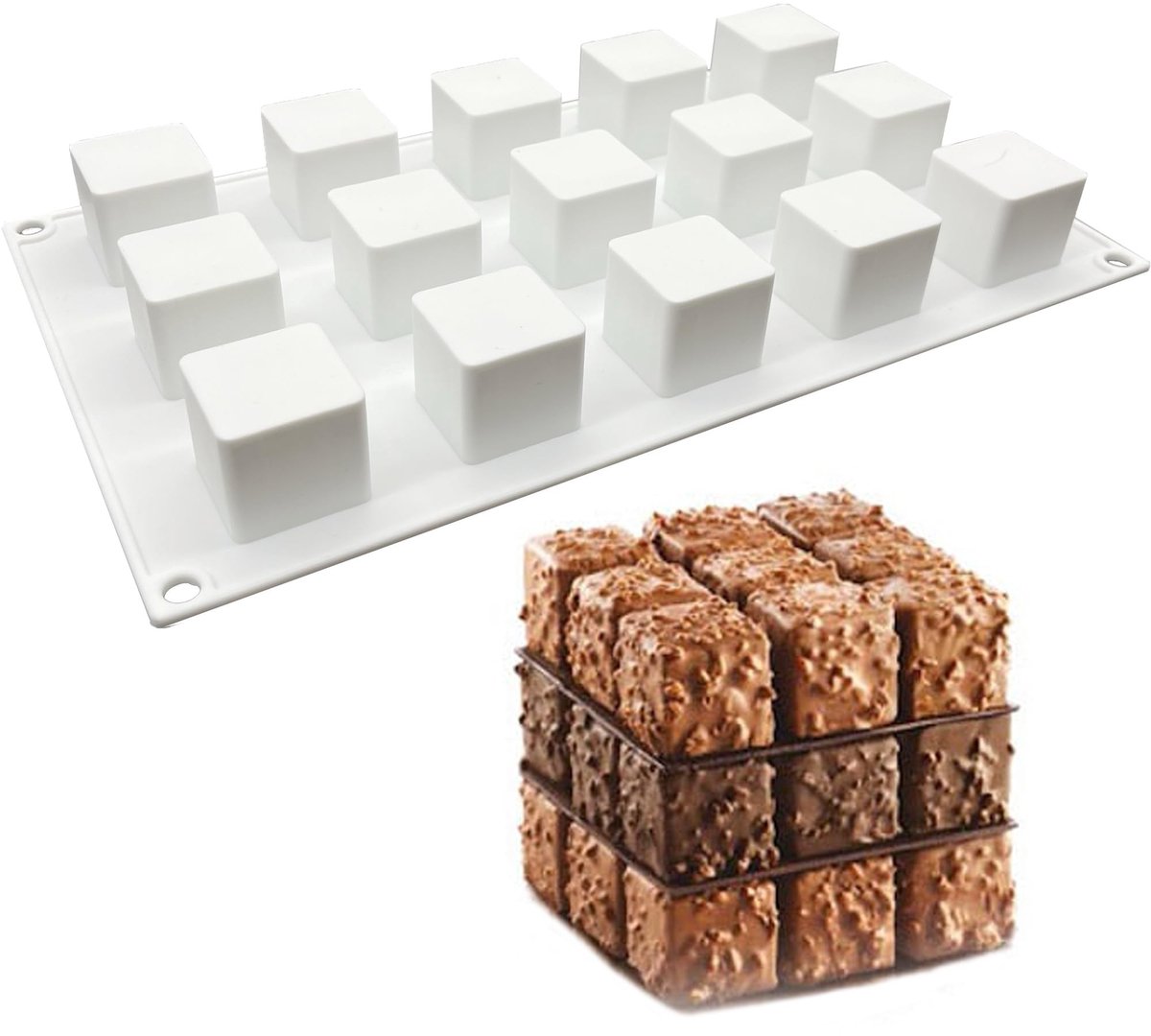 Seb3 - Square Chocolate Molds - Silicone Chocoladevormpjes - Duurzaam en Herbruikbaar - 30mm - Voor Chocolade en IJsblokjes - Perfect voor Bakken