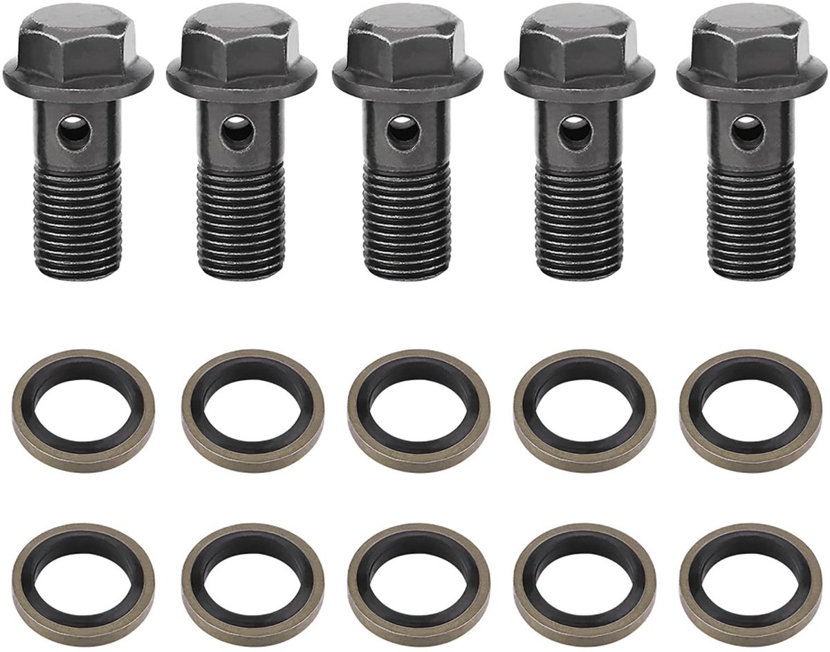 Allecto - Brake Bolts - M10 x 1.25mm - Perfect voor Motorfiets - Inclusief 10 Was washers - Betrouwbare Bevestiging - Geschikt voor Remsystemen - S...