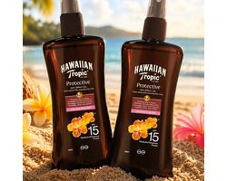 Hawaiian Tropic Zonneolie Protective Dry Spray SPF 15 - 2 x 200 ml - Voordeelverpakking